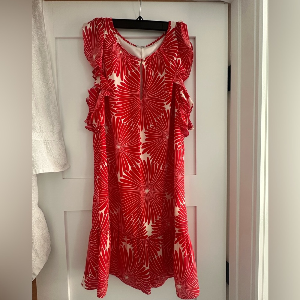 J. Crew Red and White Floral Dress